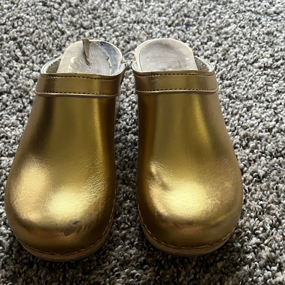 Sven Metallic Gold Slip-On Clogs for Women